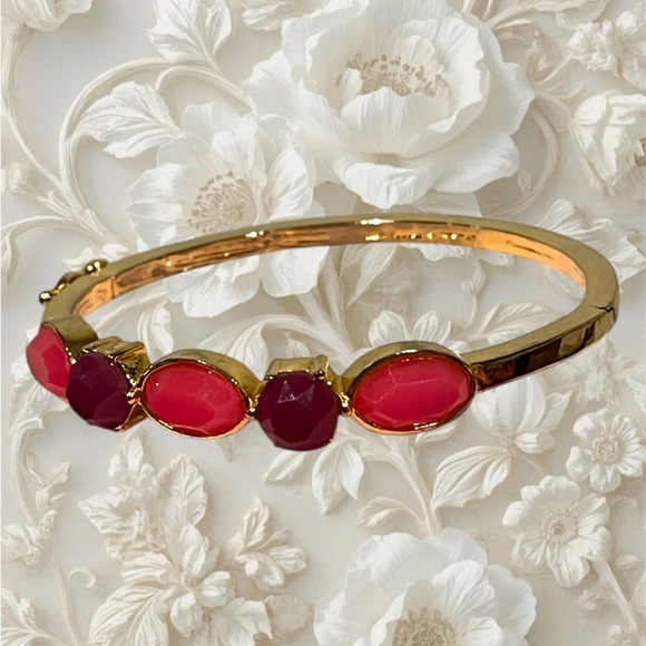 Kate Spade New York Faceted Floral Pink & Purple Bangle Bracelet EUC - Picture 2 of 6